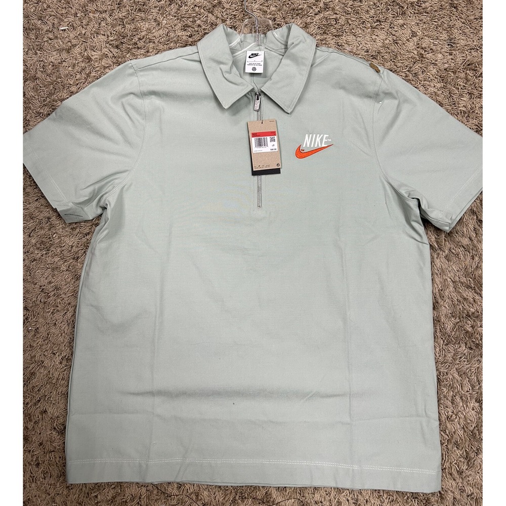Nike Sportswear Mens Size L 1/4 Zip Canvas Seafoam Green Overshirt New (M7)